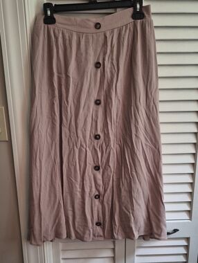 2 Items For $13!  Button-Front Tan A-Line Skirt